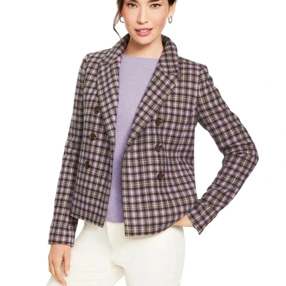 Talbots‎ Women's Plaid Double Breasted Blazer Jacket Size 2